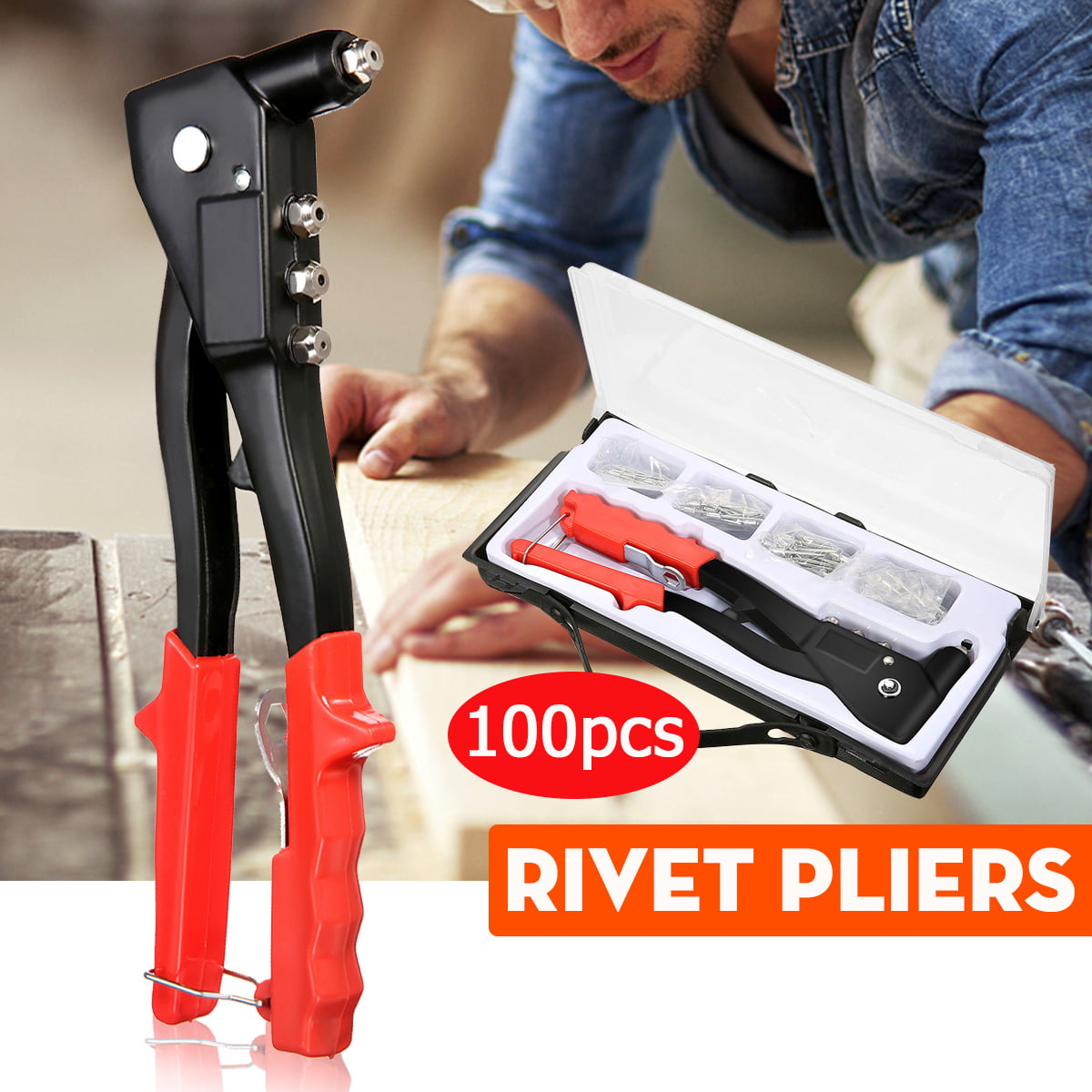 18" Riveter Gun Kit Blind Rivet Hand Tool Set Gutter Repair Heavy Duty Hand Tool 