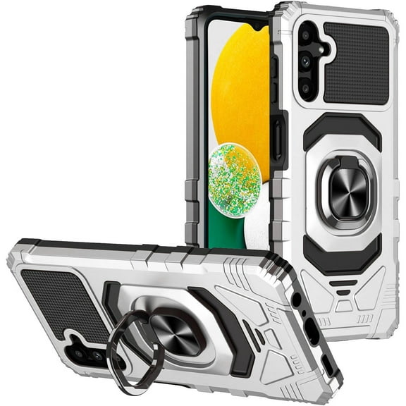 Military Grade Robotic Series Hybrid Case with Ring Grip for Samsung Galaxy A16 5G - Silver