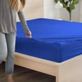thumbnail image 5 of DNG Creations Solid Royal-Blue Colour 6 Piece Zipper Sheet Set - Include (1 Fitted Sheet Base, 2 Sheet has Zipper, 1 Flat Sheet And 2 Pillowcase) 800 Threads Count ( Twin XL - Size ), 5 of 7