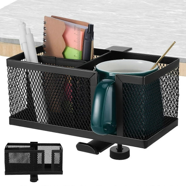 Ergonomic Desk Organizer with Headphone Hanger and Mesh Cup Holder – Sleek Black Desktop Storage Rack for Office, Home, and Gaming Desks