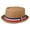 khaki, variant on Unisex Tri Color Ribbon Straw Rolled Brim Fedora: Vintage Summer Sun Hat for Beach Daily Party