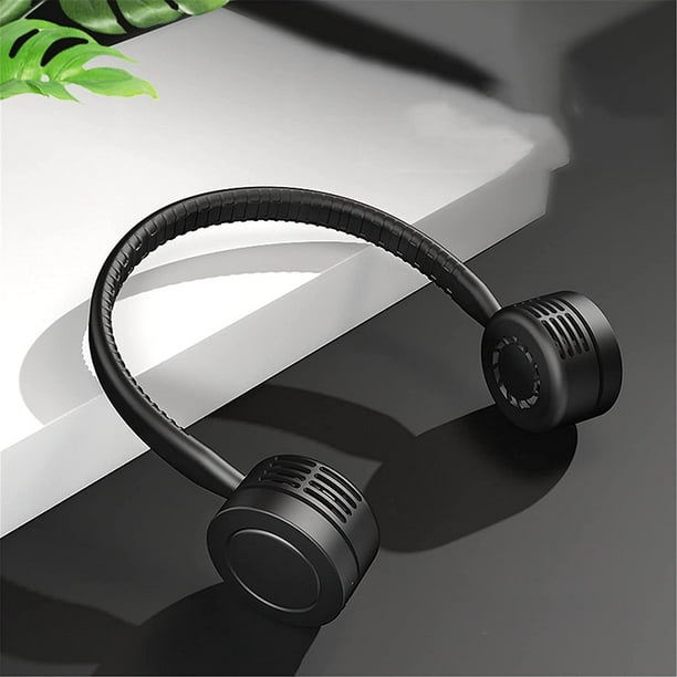Mini ventilador eléctrico silencioso de cuello colgante-negro Adepaton HMHZ459-1
