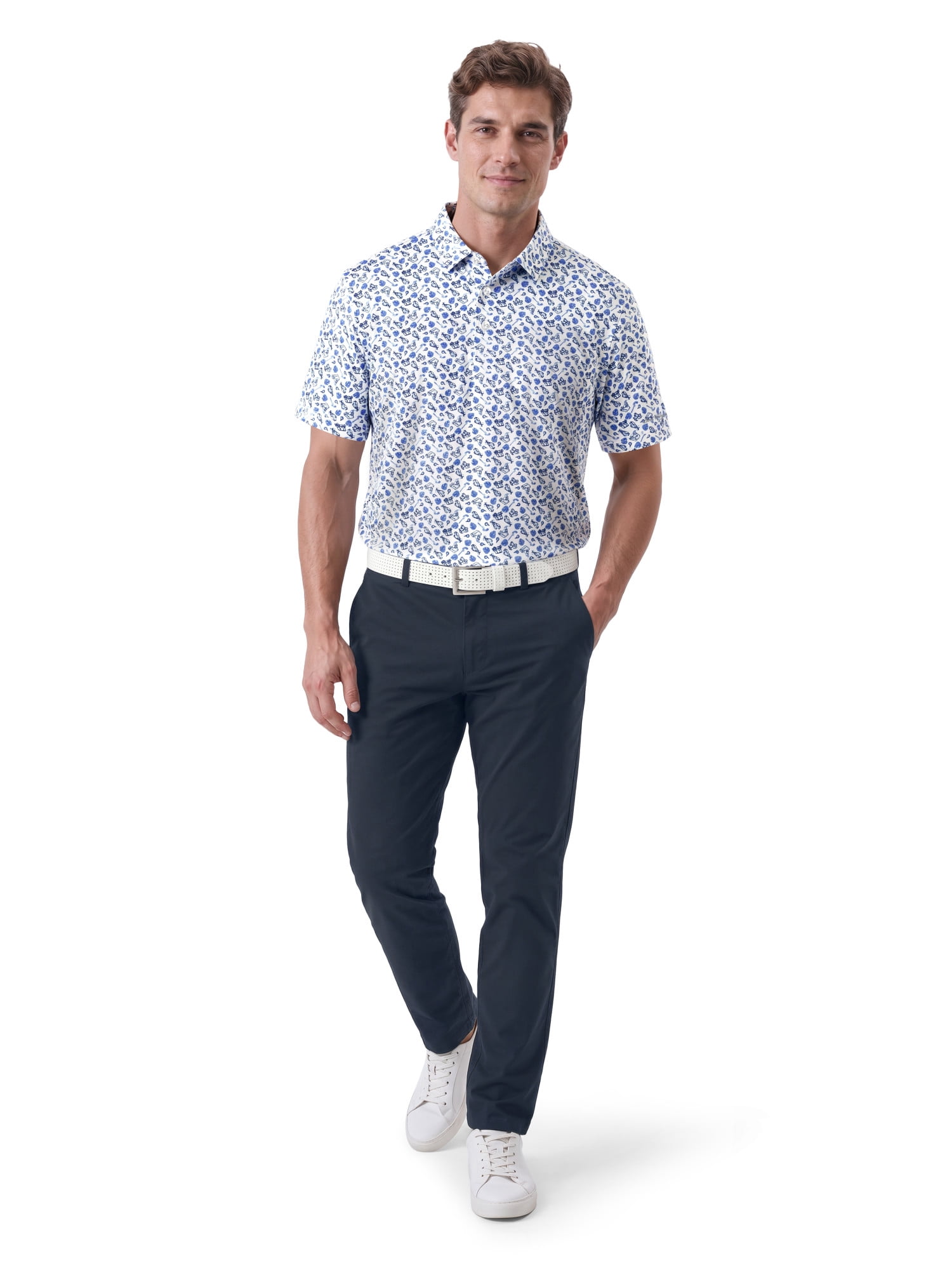 Ben Hogan Performance Men’s & Big Men's All-Over Tossed Print Short Sleeve Golf Polo Shirt, Sizes S-4XLT