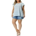 thumbnail image 6 of Agnes Orinda Women's Plus Size Easter Floral Tops Round Neck Flare Short Sleeve Casual Spring Summer Blouse 3X Blue Green, 6 of 7