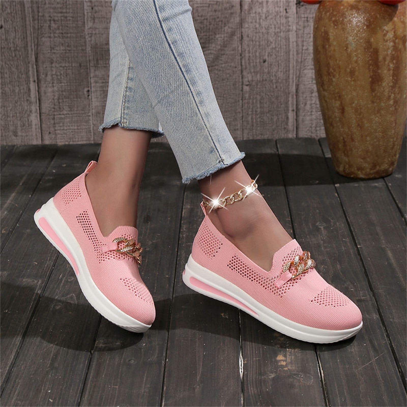 NIEWTR Women's Running Shoes Fashion Sport Gym Jogging Tennis Fitness Sneaker(Pink,8)