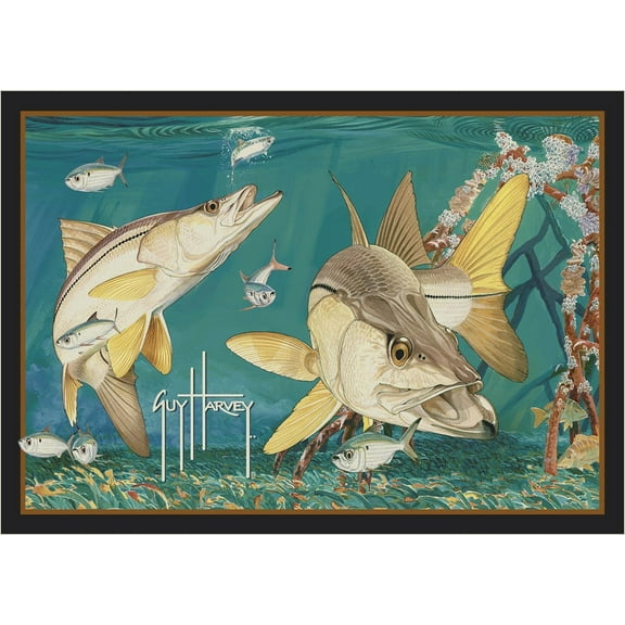 Milliken Blue Nautical Waves Fish Area Rug Snook - Aprx 10' 9" x 13' 2"
