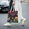 thumbnail image 6 of ZNDUO Canvas Tote Bag, Flower Pet Cat Pattern Reusable Grocery Bags for Shopping, Gym, School, Beach, 6 of 8
