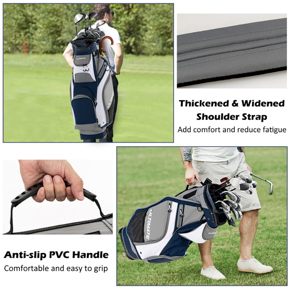 Spaco 10.5 Inch Golf Stand Bag with 14 Way Dividers and 7 Zippered Pockets-Navy, Golf Stand Bag for Men & Women,Multiple Pockets, Lightweight & Durable