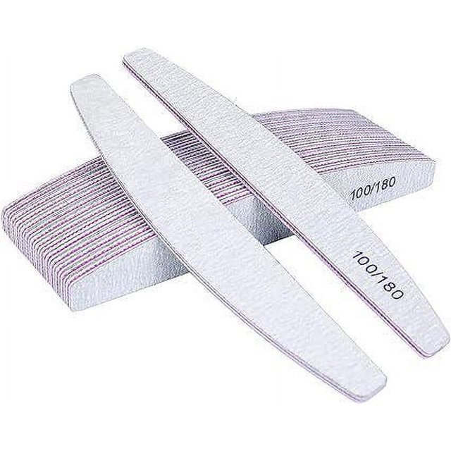 Lima de uñas profesional, 16 piezas, lima de uñas de doble cara, lima lavable de grano 100/180 para uñas, salón, mascotas (blanco)