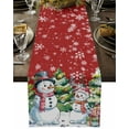 thumbnail image 5 of Christmas Snowman Snowflake Table Runner 18x72in Non-Slip Cotton Linen Table Runners, Pine on Red Background Dresser Scarves TableRunner for Dinner Kitchen Dining Wedding Party, 5 of 9
