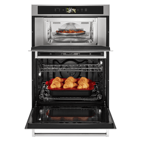 KitchenAid - Smart Oven+ 30" Single Electric Convection Wall Oven with Built-In Microwave - Stainless Steel