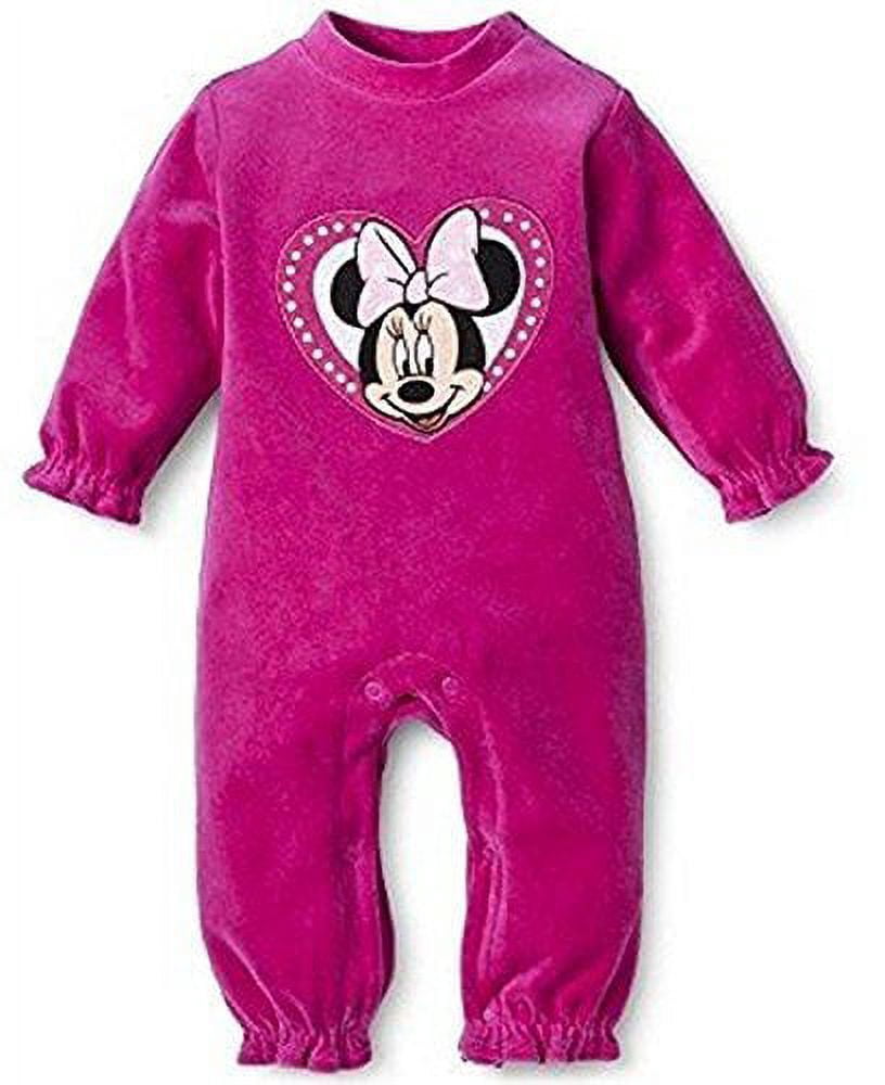 Disney Minnie Mouse Baby Girls' Infant Velour Jumpsuit Coverall Pink 6-9mos
