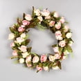 thumbnail image 3 of BNNG Spring Leaf Wreath Plastic Artificial Plant Home Decoration Wreath Front Door Artificial Flower Hanging Baskets Outdoor Fake Flower Wreath For Front Door Silk Flower Garland For Wedding, 3 of 9