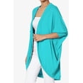 thumbnail image 3 of TheMogan Women's PLUS Draped Jersey Knit 3/4 Sleeve Oversized Open Front Cardigan, 3 of 7