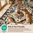 thumbnail image 4 of Design&I 5'x7' Washable Area Rug Round Abstract Tapete Geometric Circle Aztec Stepped Distressed for Small Living Room, Bedroom, Sleek Flatweave Pet Friendly & Non-Slip, 4 of 7