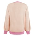 thumbnail image 6 of Fesfesfes Women Sweater Fall Winter Long Sleeve Splicing Button Round-Neck Sweater Tops Under $10, 6 of 7