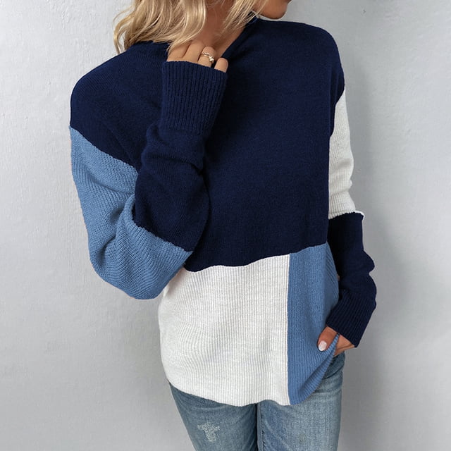 REDHOTYPE Chandail en Tricot à Col Rond pour Femme, Ample et Décontracté, à Manches Longues, avec Inscription