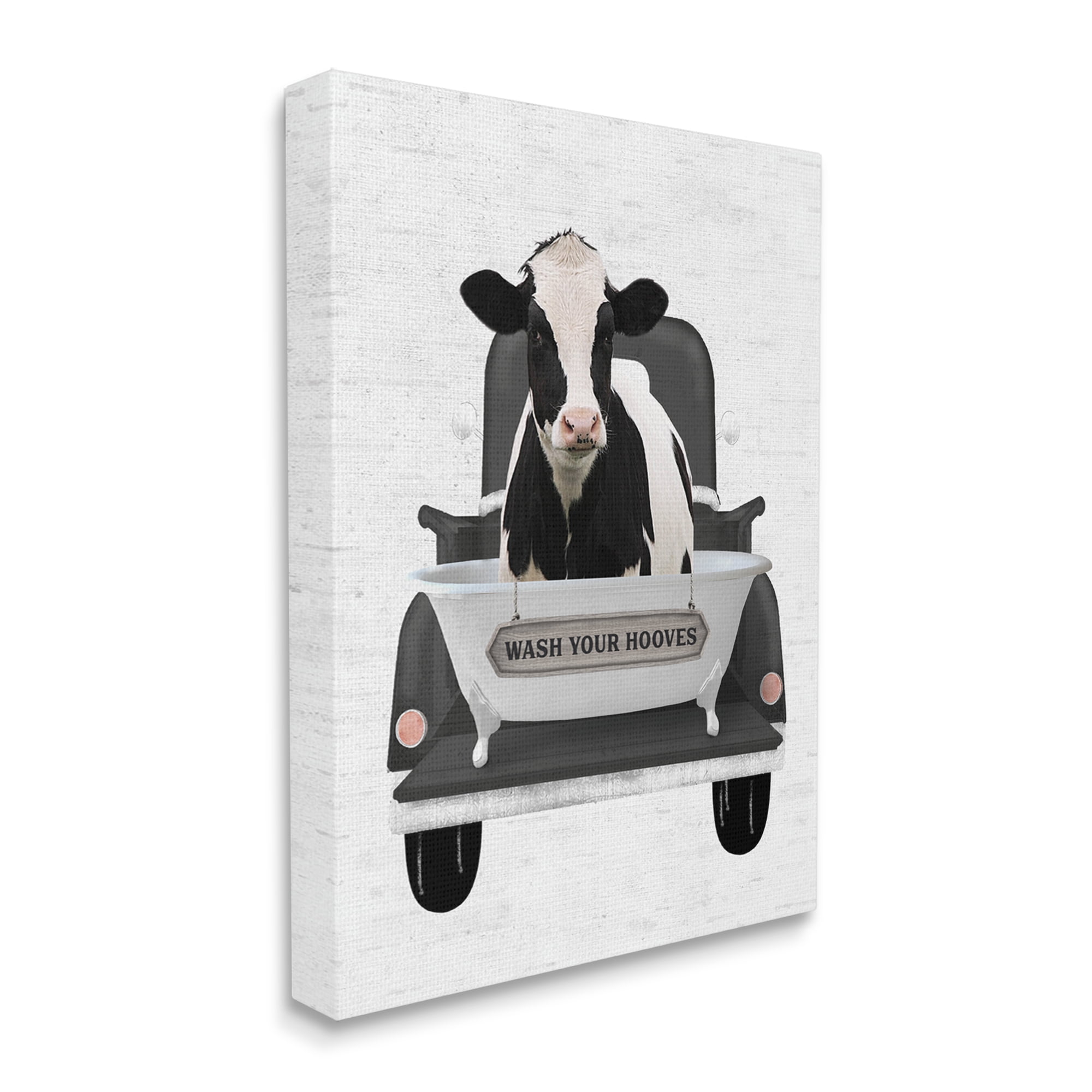 Stupell Industries Wash Your Hooves Cow Animals & Insects Painting Gallery Wrapped Canvas Print Wall Art, 16 x 20