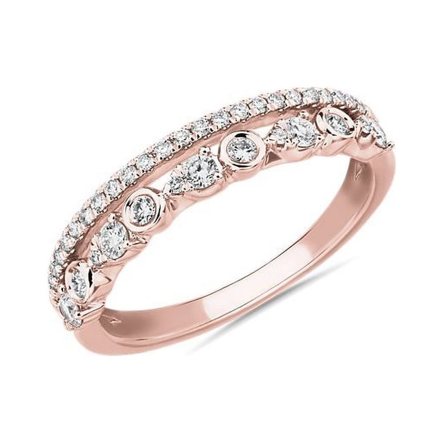 0.25 Carat Excellent Rond Coupe Naturelle Diamond Belle Bande d'Éternité pour Mariée Solide 14K Or Rose Taille 5