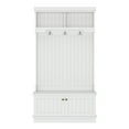 thumbnail image 5 of Newest Modern Hall Tree with 4 Hooks, Shoe Bench and Storage Cabinet, White, 5 of 5
