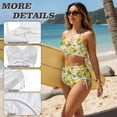 thumbnail image 6 of Xoenoiee Butterfly Lemon Plumeria Flower Print Women's 2 Piece Bikini Set Cutout Swimsuit High Waisted 2026 Summer Beach Swim Bathing Suits for Women, L, 6 of 7
