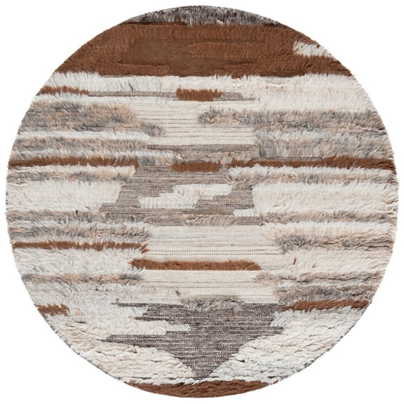SAFAVIEH Kenya Bijar Camouflage Area Rug, Grey/Brown, 6' x 6' Round