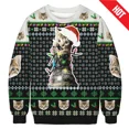 thumbnail image 2 of Suéter navideño feo de moda 2025, sudaderas con estampado divertido de perro y gato navideño, suéteres de cuello redondo para hombres y niños, 2 of 5