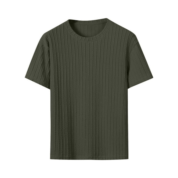 Rvwovn Men's Crew Neck T-Shirt - Cable Knit Textured Short Sleeve Tops for Casual Summer, Sizes S-3XL