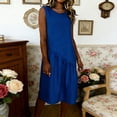 thumbnail image 2 of Largo Vestido Casual Multi-Color Suelto de Lino Cuello Redondo Primavera Vestido de Verano, Vestido de Lino Casual para las Mujeres Vacaciones Diarias, 2 of 6