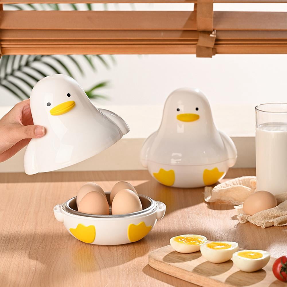 Egg Cooker, Microwave Egg Boiler for 4 Eggs, Adorable Cute Duck Microwave Egg Steamer, Handy Boiler Steamer Gadgets Cook Soft And Hard Boiled Egg,Boiled Egg Artifact for Quick And Easy Breakfast Prep