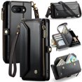 thumbnail image 1 of Funda tipo cartera para Google Pixel 9A con bloqueo RFID, tarjetero, cremallera y ranura para billetes, correa de hombro magnética de piel sintética suave para mujer, 1 of 9