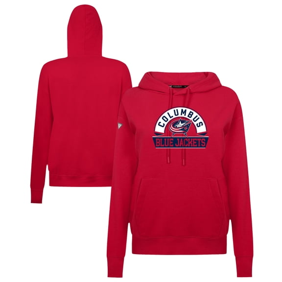 Women's Levelwear Red Columbus Blue Jackets Adorn Banner Arch Pullover Hoodie