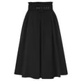 thumbnail image 2 of Belle Poque Women Vintage Skirt with Belt Elastic High Waist Flared A-Line Skirt Midi Skirt, 2 of 8