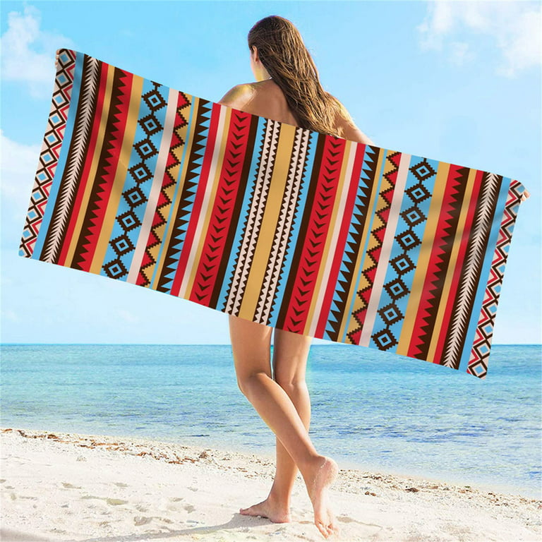 Momolaa Beach Towel Super Lightweight Colorful Pattern Bath Towel Sandproof  Beach Blanket MultiPurpose Towel Bonfire Blanket