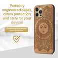 thumbnail image 2 of Case Yard Wooden Case Outside Soft TPU Silicone, Slim Fit Shockproof Wood Protective Phone Cover for Girls Boys Men and Women, Supports Wireless Charging Sun Mandala Design case for iPhone-11-Pro-Max, 2 of 7