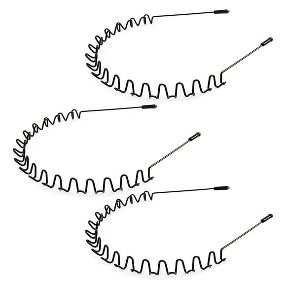 KELUBATU Diademas de Metal para Mujer Diademas para Hombre Diademas elásticas en Zigzag Diademas para Deportes al Aire Libre Accesorios para el Cabello Antideslizantes Simples de Moda (Paquete de 3)
