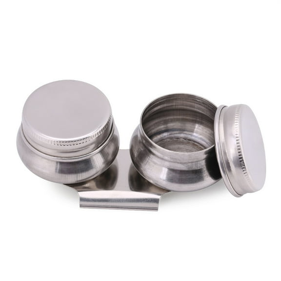 Palette Cup with Lid, Stainless Steel Double Dipper Oil Painting Pot Container, No Leakage, Can Clip on Palette