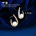 thumbnail image 6 of Cubic Zirconia Silver Plated U Shape Pearl Hoop Earrings CZ Jewelry Accessories, 6 of 9
