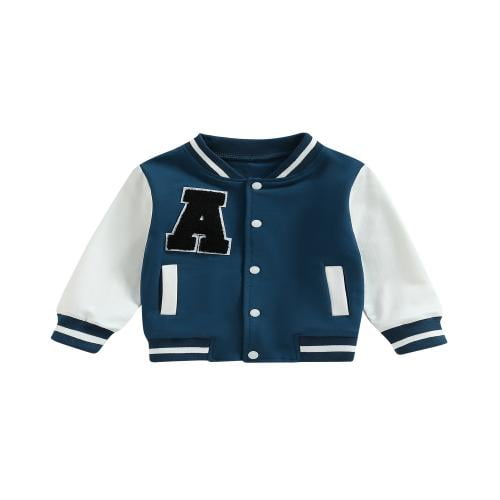 Blue/White Letters KS RN Baseball Toddler Bomber Jacket