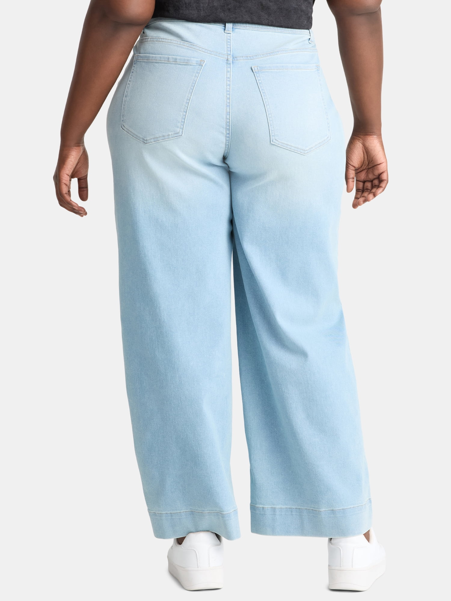 Terra & Sky Women's Plus High Rise Wide Leg Jeggings, 30" Inseam, Sizes 0X-5X