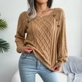 thumbnail image 2 of Vedolay Fall Sweater Womens Tops Turtleneck Long Sleeve Side Split Lightweight Sweaters,Khaki M, 2 of 5