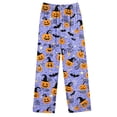 thumbnail image 4 of sdhkgrrt Women's Plus Size 2 Piece Pajama Set Collared Long Sleeve Shirt Wide Leg Pants Halloween Printed Lounge Outfit Soft Loose Matching Casual Fall Tracksuit, Purple 3XL, 4 of 8