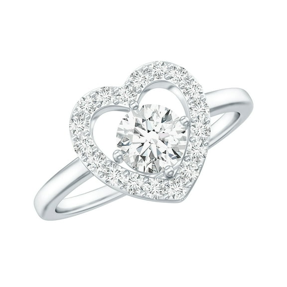 Rosec Jewels Heart Shaped Lab Diamond Engagement Ring for Women (EF-VS Quality Certified), 925 Sterling Silver, US 4.00