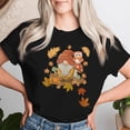 thumbnail image 2 of Autumn Season Leaves Owls And Cute Fall Gnome Women T-shirt - Cozy Thanksgiving & Halloween Graphic Tee - Festive Apparel for Fall Lovers, 2 of 3