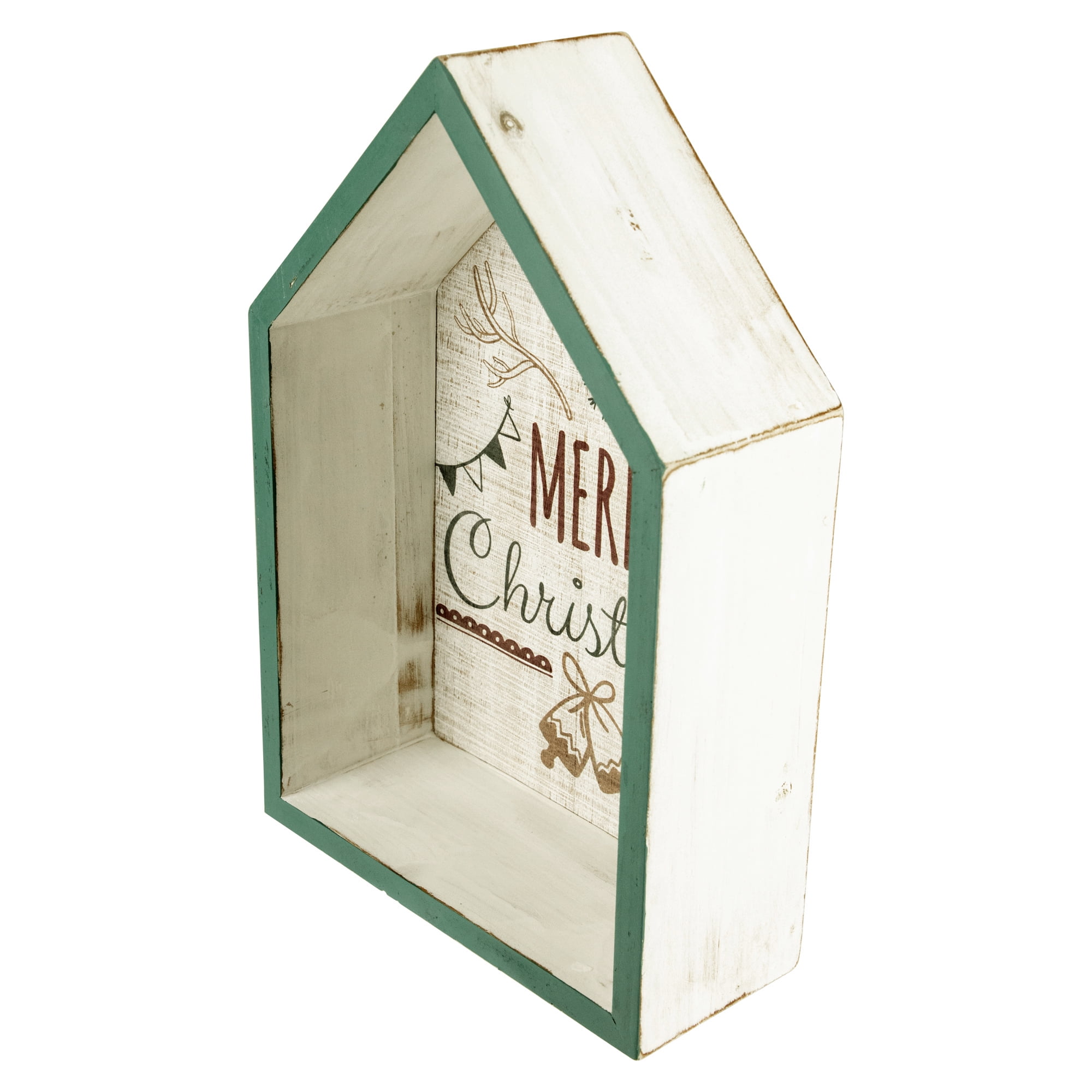 11.75" Green Merry Christmas House Shaped Wall Sign