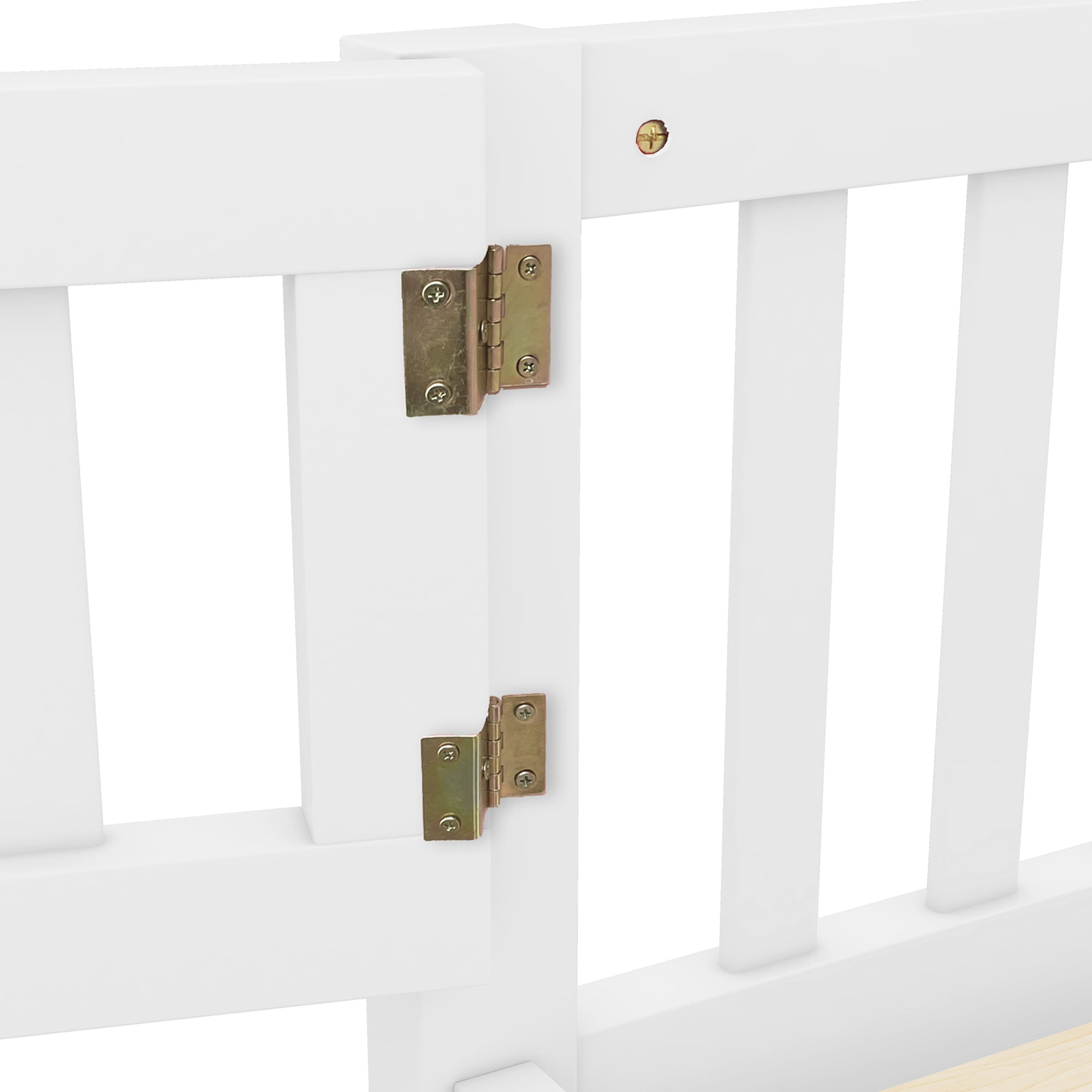 Aukfa Full Size Floor Bed for Kids Children, Wood Montessori Bed Frame with Safety Guardrails and Door, White