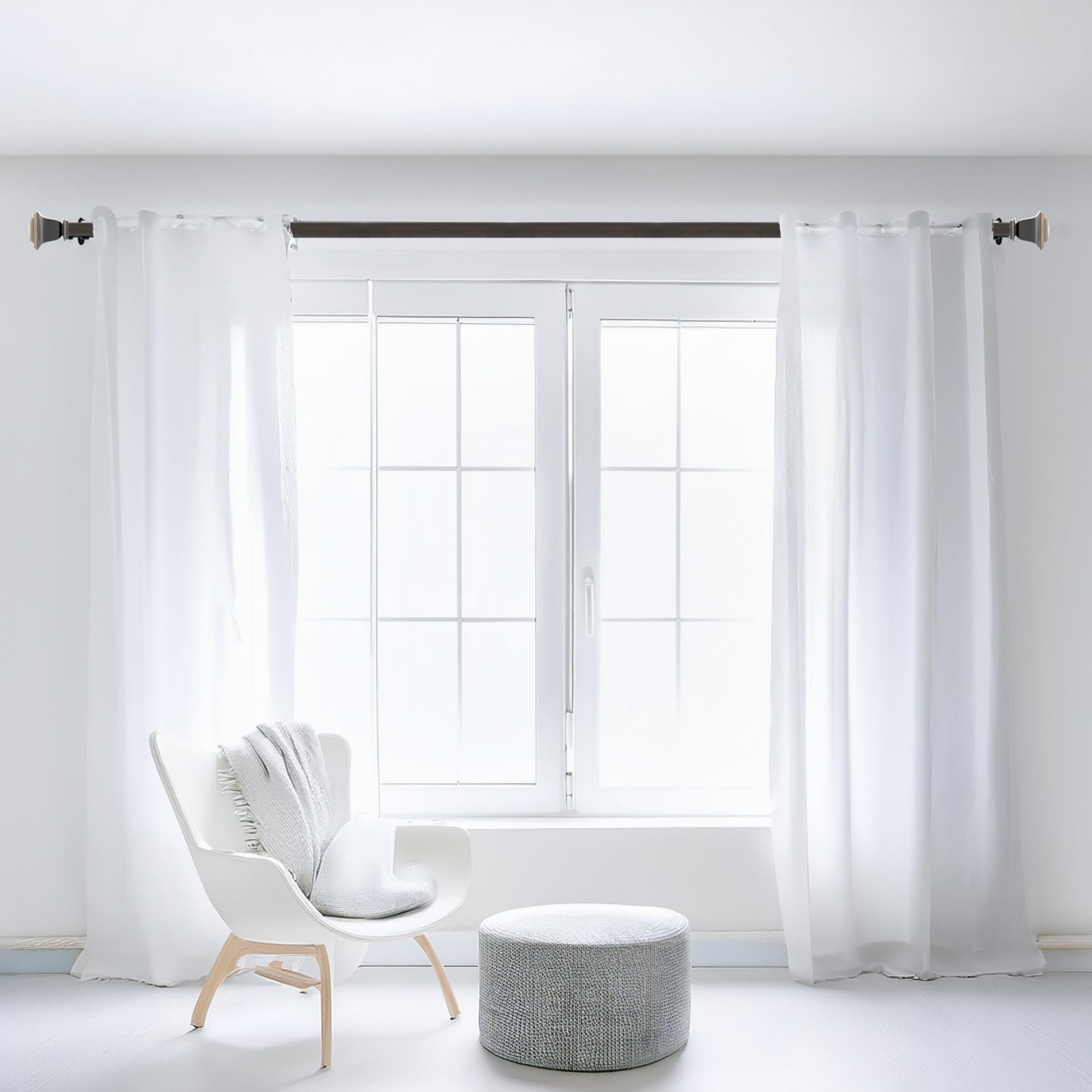 Deco Window Contemporary 1 Inch Bronze Quattro Adjustable Single Curtain Rods, 44 - 120