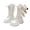 White, variant on Girls Knee High Boots Teddy Bear, Lace Up Side Zipper Boots, PU Leather Sole Tall Boots, Round Toe Chunky Heel Shoes, Fall Winter Cute Style