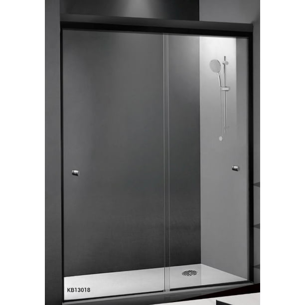 Cancel De Baño Corredizo con Cristal Templado de 6mm NEGRO Alugama Alugama Baño corredizo