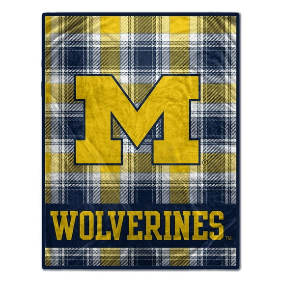 Pegasus Michigan Wolverines 66" x 95" Oversized Plaid FAN-mily Ultra Cozy Blanket